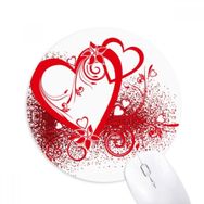 Dıythinker Beyaz Kırmızı Kalpler Çiçekler Sevgililer Günü Baskılı Yuvarlak Kaymaz Kauçuk Mouse Pad
