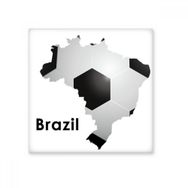 Dıythinker Beyaz Siyah Futbol Brezilya Haritası Şekli Brezilya Slogan Seramik Bisque Fayans Dekorasyon 10x10 cm Seramik Karo
