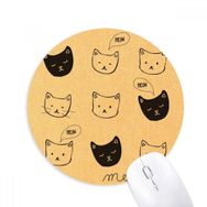 Dıythinker Beyaz Siyah Kedi Kafası Meow Hayvan Baskılı Yuvarlak Kaymaz Kauçuk Mouse Pad