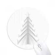 Dıythinker Beyaz Soyut Noel Ağacı Origami Baskılı Yuvarlak Kaymaz Kauçuk Mouse Pad