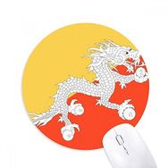 Dıythinker Bhutan Ulusal Bayrağı Asya Ülke Baskılı Yuvarlak Kaymaz Kauçuk Mouse Pad