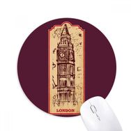 Dıythinker Big Ben İngiltere Simgesi Bayrak İşareti Desenli Baskılı Yuvarlak Kaymaz Kauçuk Mouse Pad