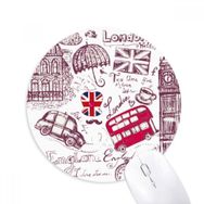 Dıythinker Big Ben Otobüs İngiltere Bayrağı Çizim Baskılı Yuvarlak Kaymaz Kauçuk Mouse Pad