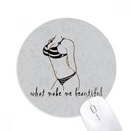 Dıythinker Bikini Güzellik İllüstrasyonu Siyah Desen Baskılı Yuvarlak Kaymaz Kauçuk Mouse Pad