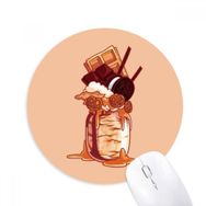 Dıythinker Biscuits Çikolata Şişesi Dondurma Baskılı Yuvarlak Kaymaz Kauçuk Mouse Pad