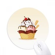 Dıythinker Biscuits Kiraz Çikolata Dondurma Baskılı Yuvarlak Kaymaz Kauçuk Mouse Pad