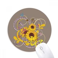Dıythinker Bitki Çiçek Ayçiçeği İllüstrasyon Baskılı Yuvarlak Kaymaz Kauçuk Mouse Pad