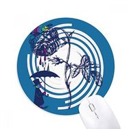 Dıythinker Bitki Yaprakları Gül Şemsiye Şapka Çiçek Baskılı Yuvarlak Kaymaz Kauçuk Mouse Pad