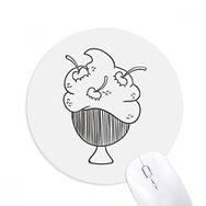 Dıythinker Black Line Kiraz Kupası Dondurma Baskılı Yuvarlak Kaymaz Kauçuk Mouse Pad