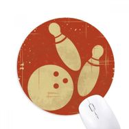Dıythinker Bowling Spor İllüstrasyon Kırmızı Desen Baskılı Yuvarlak Kaymaz Kauçuk Mouse Pad