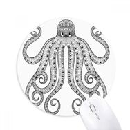Dıythinker Boya Ahtapot Sekiz Siyah Baskılı Yuvarlak Kaymaz Kauçuk Mouse Pad