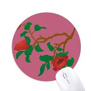 Dıythinker Boyama Kırmızı Yeşil Kültür Çiçek Baskılı Yuvarlak Kaymaz Kauçuk Mouse Pad