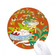 Dıythinker Boyama Renkli Kültür Yaprak Baskılı Yuvarlak Kaymaz Kauçuk Mouse Pad