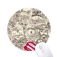 Dıythinker British Bus London Eyes Big Ben UK Baskılı Yuvarlak Kaymaz Kauçuk Mouse Pad