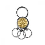 Dıythinker Bronz Bej Simetrik Kare Altıgen İskandinav İllüstrasyon Desen Metal Anahtarlık