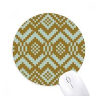 Dıythinker Bronz Mavi Simetrik Kare İllüstrasyon Baskılı Yuvarlak Kaymaz Kauçuk Mouse Pad