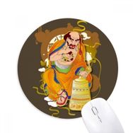 Dıythinker Budist On sekiz Arhat Figür Desen Baskılı Yuvarlak Kaymaz Kauçuk Mouse Pad