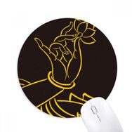 Dıythinker Budizm Budist El Nilüfer Basit Desen Baskılı Yuvarlak Kaymaz Kauçuk Mouse Pad