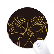 Dıythinker Budizm Din El Göğüs Desenli Baskılı Yuvarlak Kaymaz Kauçuk Mouse Pad
