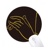 Dıythinker Budizm Din Siyah Sarı El Baskılı Yuvarlak Kaymaz Kauçuk Mouse Pad