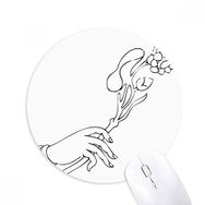 Dıythinker Budizm El Çiçek Çizgisi Çizim Desenli Baskılı Yuvarlak Kaymaz Kauçuk Mouse Pad