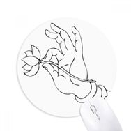 Dıythinker Budizm El Nilüfer Çizim Desenli Baskılı Yuvarlak Kaymaz Kauçuk Mouse Pad