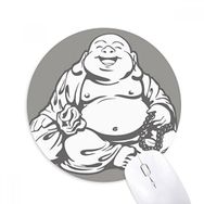 Dıythinker Budizm Maitreya Çizgi Çizim Desenli Baskılı Yuvarlak Kaymaz Kauçuk Mouse Pad
