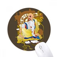 Dıythinker Budizm On sekiz Arhat Desen İllüstrasyon Baskılı Yuvarlak Kaymaz Kauçuk Mouse Pad