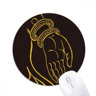 Dıythinker Budizm Siyah Sarı El Desenli Baskılı Yuvarlak Kaymaz Kauçuk Mouse Pad