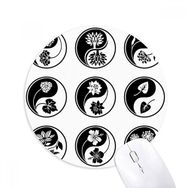 Dıythinker Budizm Yin-yang Çiçek Baskılı Yuvarlak Tasarım Baskılı Yuvarlak Kaymaz Kauçuk Mouse Pad