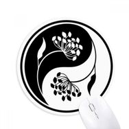 Dıythinker Budizm Yin-yang Siyah Beyaz Çiçek Baskılı Yuvarlak Kaymaz Kauçuk Mouse Pad