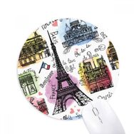 Dıythinker Building France Eyfel Kulesi Suluboya Baskılı Yuvarlak Kaymaz Kauçuk Mouse Pad