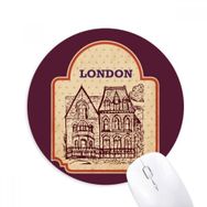 Dıythinker Building Sketch UK Londra Damga Baskılı Yuvarlak Kaymaz Kauçuk Mouse Pad