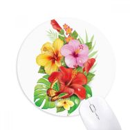 Dıythinker Buket Çiçekler Kelebek En İyi İstek Baskılı Yuvarlak Kaymaz Kauçuk Mouse Pad