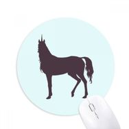 Dıythinker Bükümlü Duruş Siyah Siluet Tek Boynuzlu At Baskılı Yuvarlak Kaymaz Kauçuk Mouse Pad