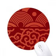 Dıythinker Bulutlar Dalgalar Desenli Çin Japon Tarzı Baskılı Yuvarlak Kaymaz Kauçuk Mouse Pad