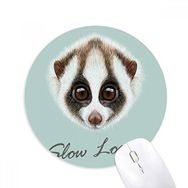 Dıythinker Büyük Gözlü Beyaz Kahverengi Loris Hayvan Baskılı Yuvarlak Kaymaz Kauçuk Mouse Pad