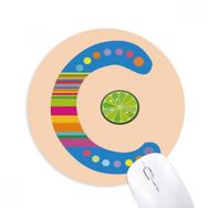 Dıythinker C Alfabe Turuncu Meyve Sevimli Desen Baskılı Yuvarlak Kaymaz Kauçuk Mouse Pad