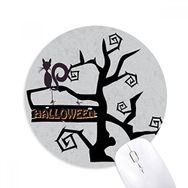 Dıythinker Cadılar Bayramı Kedi Hallowmas Ağaç Baskılı Yuvarlak Kaymaz Kauçuk Mouse Pad