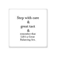 Dıythinker Care and Tact Give You Balance Life Sözleri Seramik Bisque Fayans 10x10 cm Seramik Karo