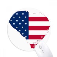 Dıythinker Carolina America ABD Haritası Yıldızlar Çizgili Bayrak Baskılı Yuvarlak Kaymaz Kauçuk Mouse Pad