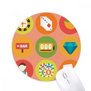 Dıythinker Casino Çizgi Film Elemanları İllüstrasyon Baskılı Yuvarlak Kaymaz Kauçuk Mouse Pad