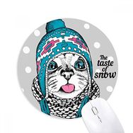 Dıythinker Cat Head The Taste of Snow Cat Protect Hayvan Evcil Hayvan Baskılı Yuvarlak Kaymaz Kauçuk Mouse Pad