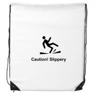 Dıythinker Caution Slippery Siyah Sembollü İpli Sırt Çantası