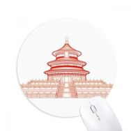 Dıythinker Cennet Tapınağı Kırmızı Çin Vatanseverliği Baskılı Yuvarlak Kaymaz Kauçuk Mouse Pad