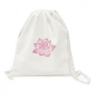 Dıythinker Çiçek Bitki Lotus Çiçeği Pembe Desen Tuval İpli Sırt Çantası