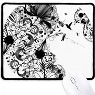 Dıythinker Çiçek Bitkiler Siyah Beyaz Sanat Tahıl Siluet Kaymaz Mouse Pad