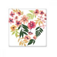 Dıythinker Çiçekler Yapraklar Çizim Suluboya Kalp Dilek 20x20 cm Seramik Karo