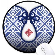 Dıythinker Çin Kültürü Mavi Çiçek Hattı Yuvarlak Kaymaz Mouse Pad