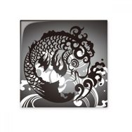Dıythinker Çizgi Çizim Balık Dalga Desenli 10x10 cm Seramik Karo